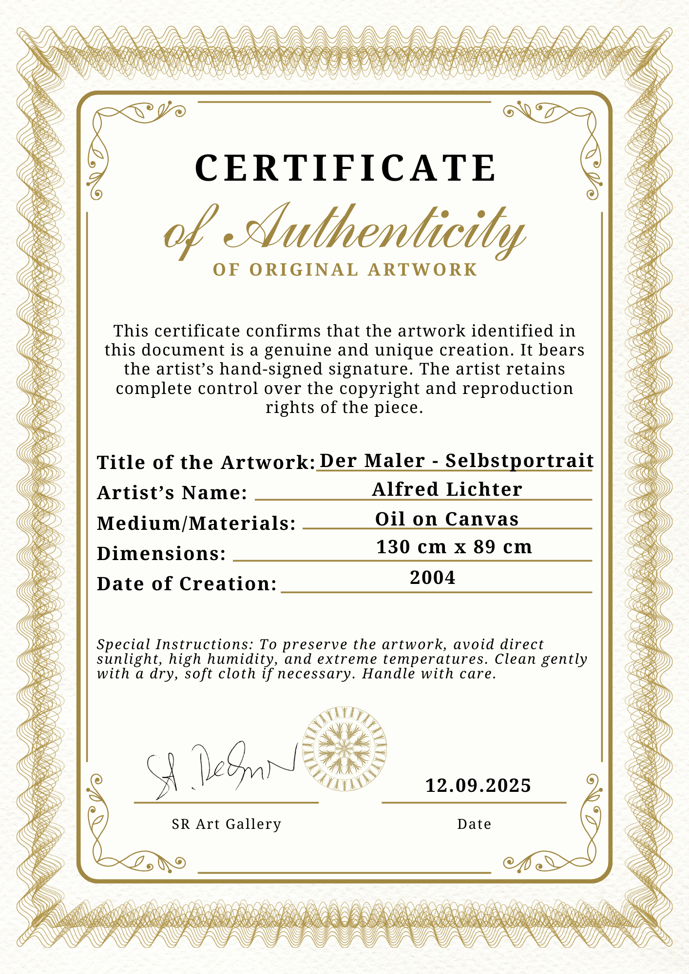 Echtheitszertifikat_Der Maler