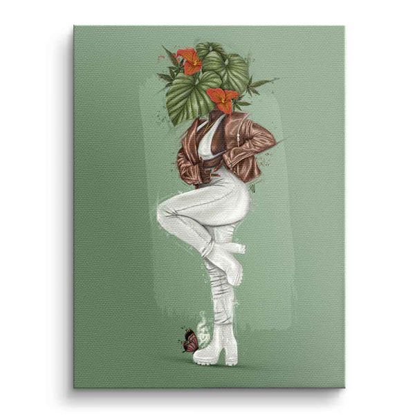 BrownFlowerHeadgrunWandbildKunstdruck