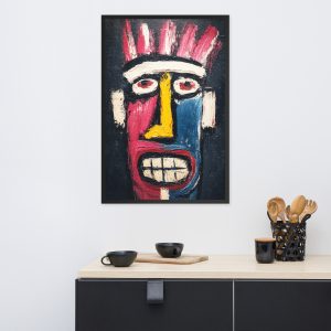 Framed photo paper poster—colorful, tribal-style mask 24" x 36"