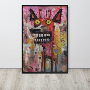 Framed photo paper poster of an neo-expressionist painting featuring a stylized, abstract animal head