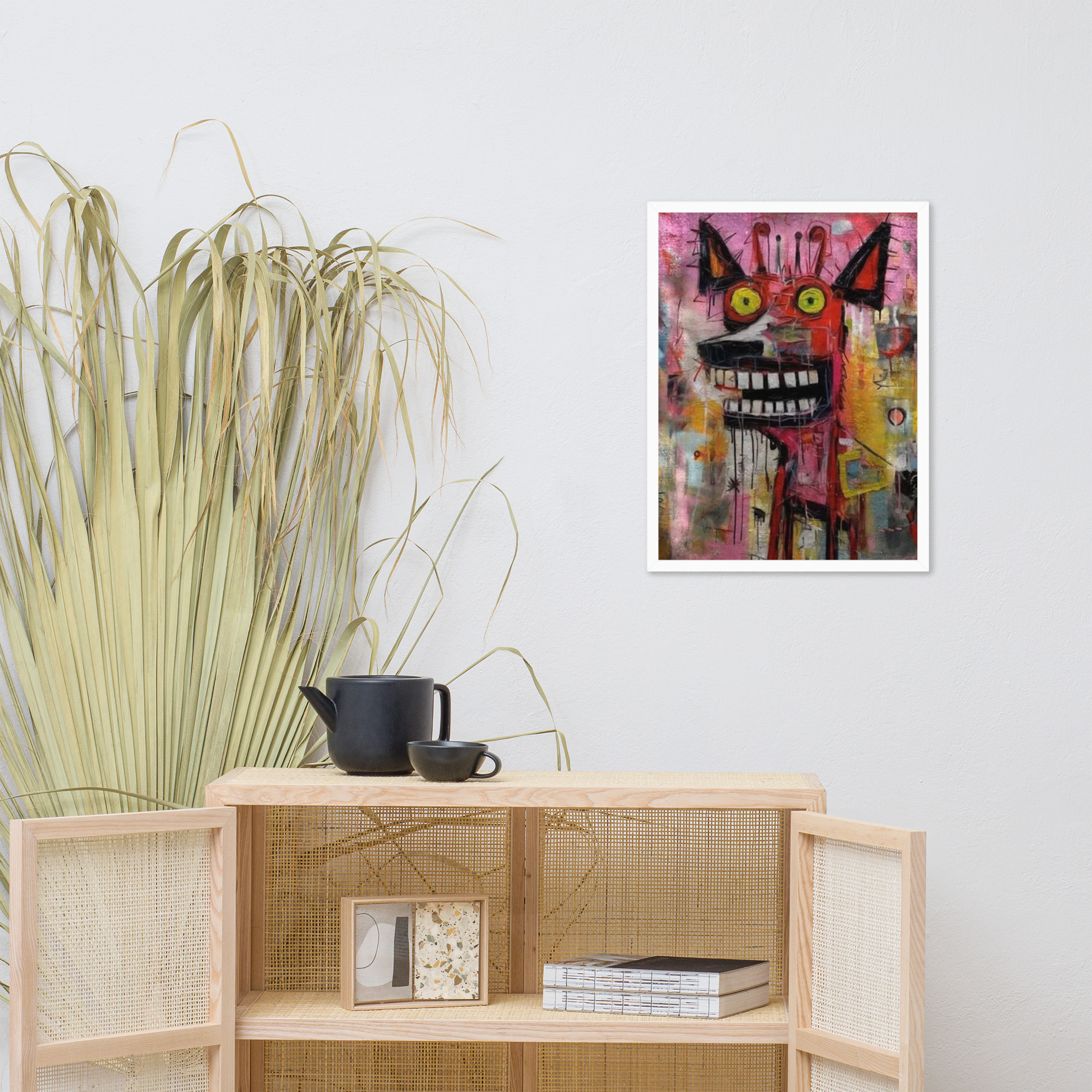 Framed photo paper poster of an neo expressionist painting featuring a stylized, abstract animal head – Bild 8