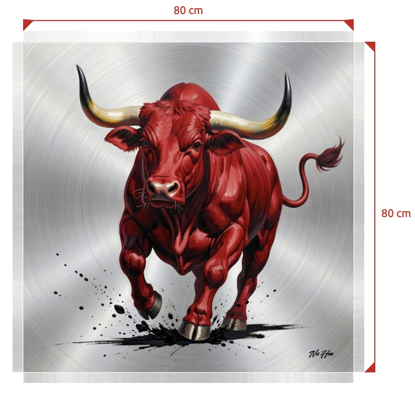Blutroter Stier 40 x 40 / 60 x 60 / 80 x 80 auf Leinwand – Bild 4