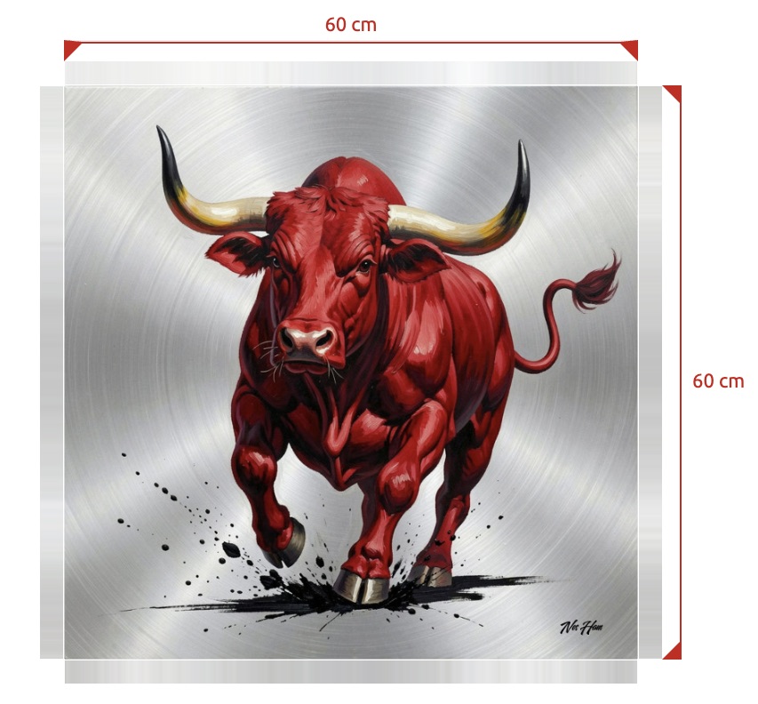 Blutroter Stier 40 x 40 / 60 x 60 / 80 x 80 auf Leinwand – Bild 3