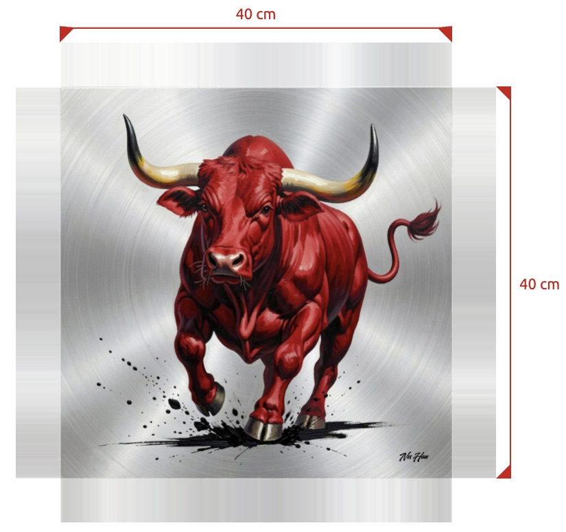 Blutroter Stier 40 x 40 / 60 x 60 / 80 x 80 auf Leinwand – Bild 2